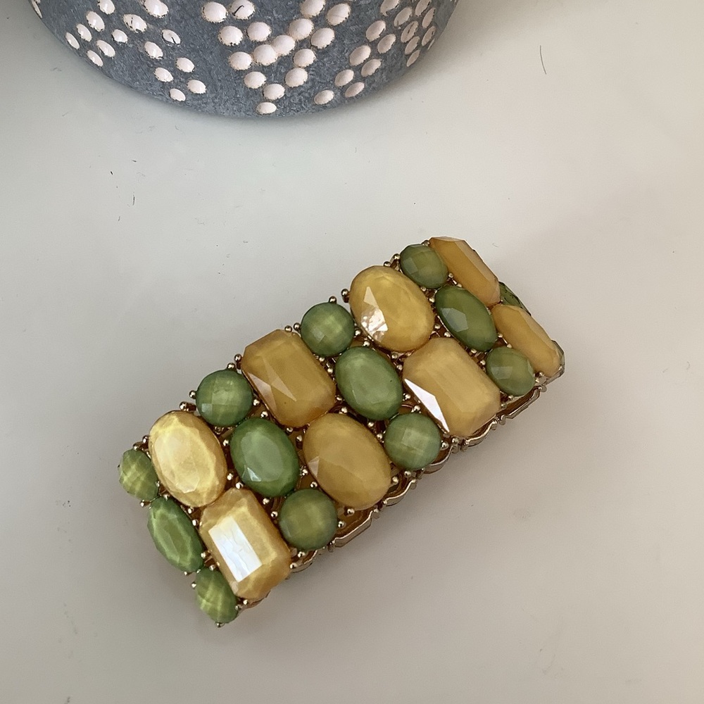 Yellow Green Goldtone Bangle Bracelet